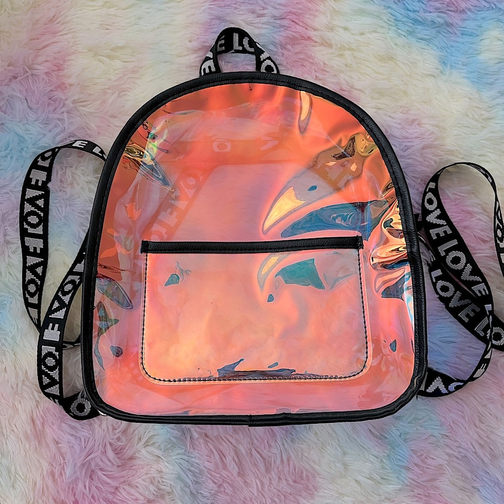 Holographic Backpack with Love Straps